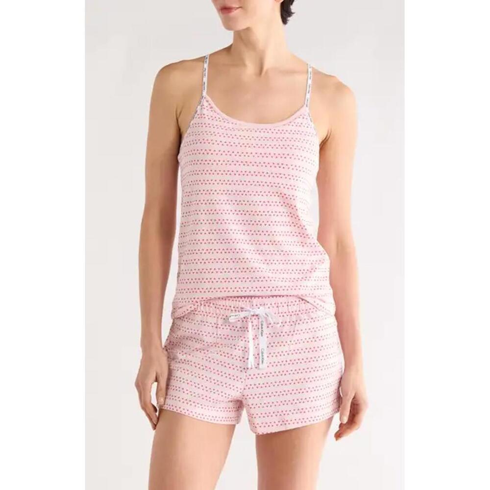 NWT! Calvin Klein Stretch Cotton Camisole & Shorts Pajamas Pink Size Large